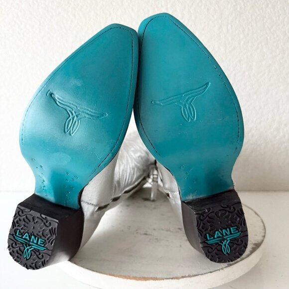 Lane SMOKESHOW Womens Cowboy Boots 7 Silver Trail Western Cowgirl Mid Calf Tall - Picture 13 of 16